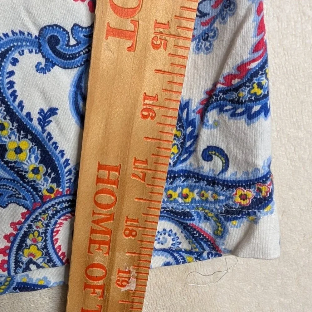 Lauren Ralph Lauren Womens Paisley Pajama Set M Blue & White Cotton Lounge Wear - Picture 6 of 10